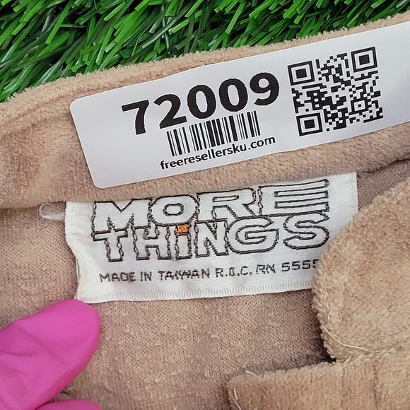 Vintage 70s Velour MOD Shirt Womens Small 17x19 Light Brown - Picture 8 of 8